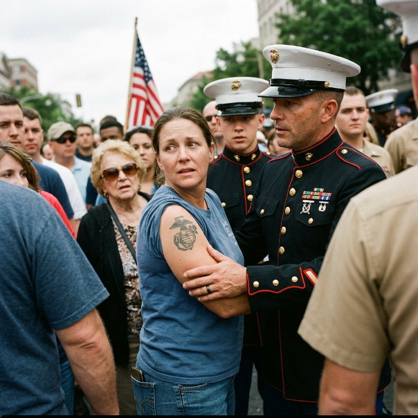 The school refused to seat a mother in the front row for her son’s graduation, claiming she was “UNWORTHY” of the space. Then, a stern Marine Captain approached, pulled her aside, and whispered something that left everyone in COMPLETE SHOCK. WHAT DID HE SEE?