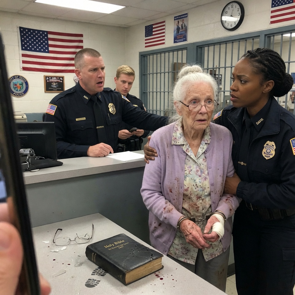 A 72-year-old HANDCUFFED GRANDMOTHER is IGNORED by a COP who THINKS his badge makes him UNTOUCHABLE. WHY did the STATION FALL into DEAD SILENCE the moment she made ONE CALL? THE HIDDEN TRUTH NO ONE EXPECTS!