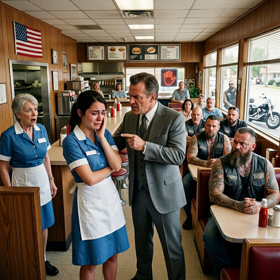 A Veteran Biker Defended a Pregnant Waitress After A Mafia Boss Slapped Her — Then Revealed a Secret That Silenced the Entire Diner