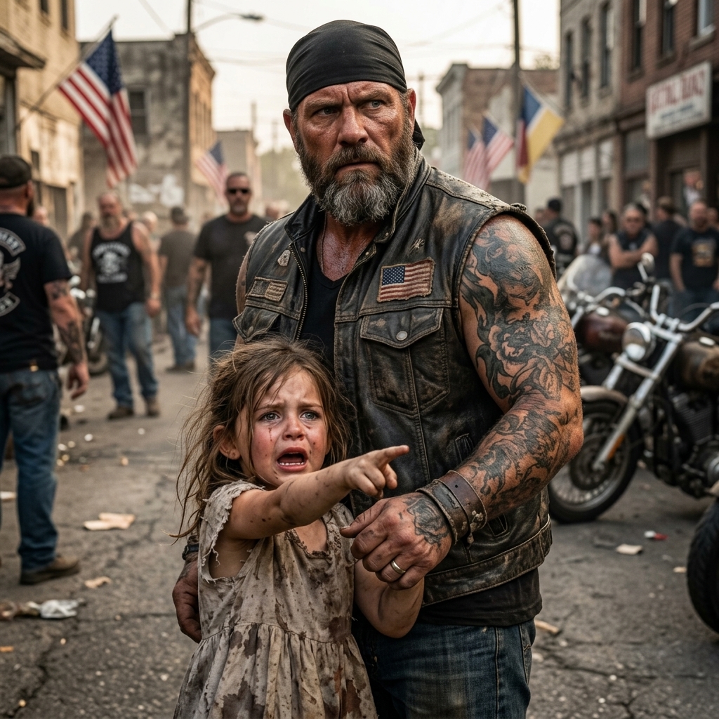 WHOLE STORY: I’m a biker with tattoos covering every inch of my arms—and a 5-year-old girl just grabbed my hand and whispered “He’s following me” like I was her last hope.
