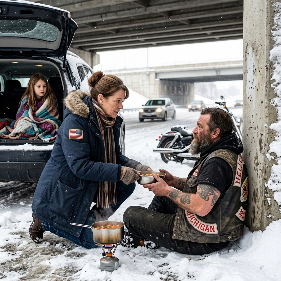 Homeless Mom Gave Her Last Soup to a Freezing Hells Angel — 500 Bikers Built Her a House the Next Day