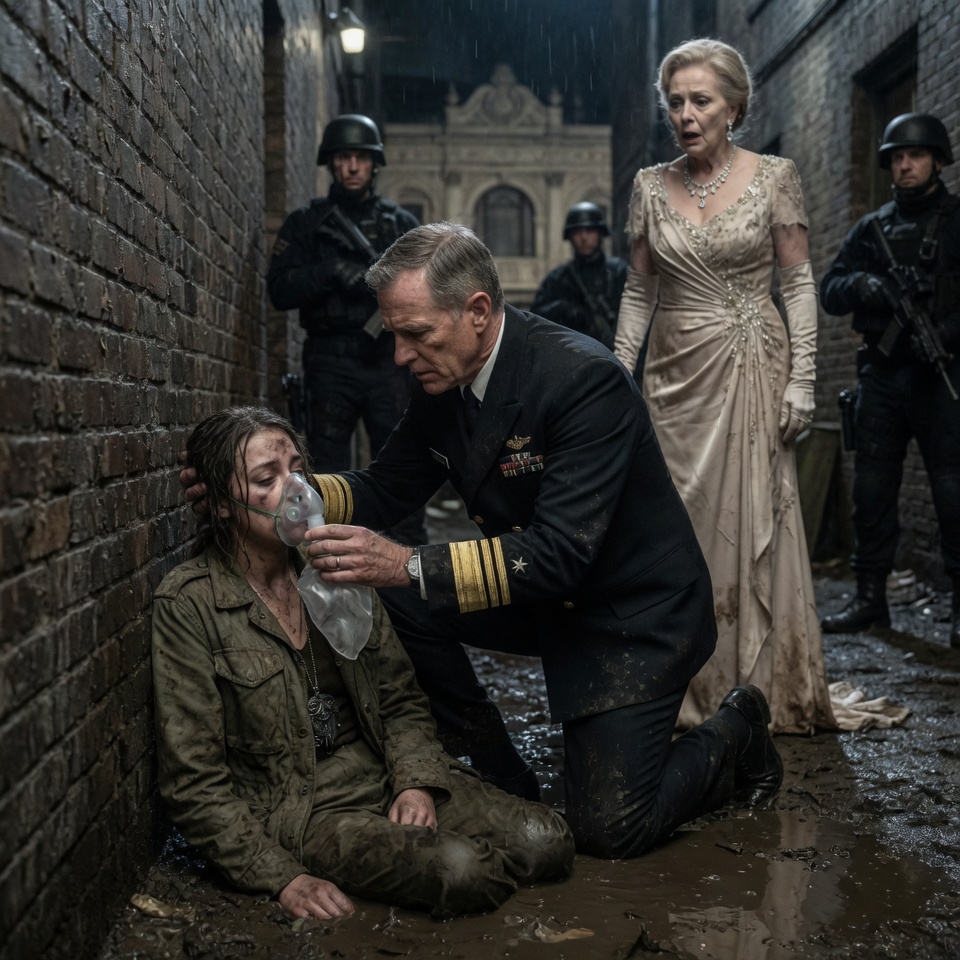 The whole gala froze when a four-star Admiral knelt in the mud and called her “savior” — after her own mother crushed her oxygen and tried to have her committed for being “defective.”