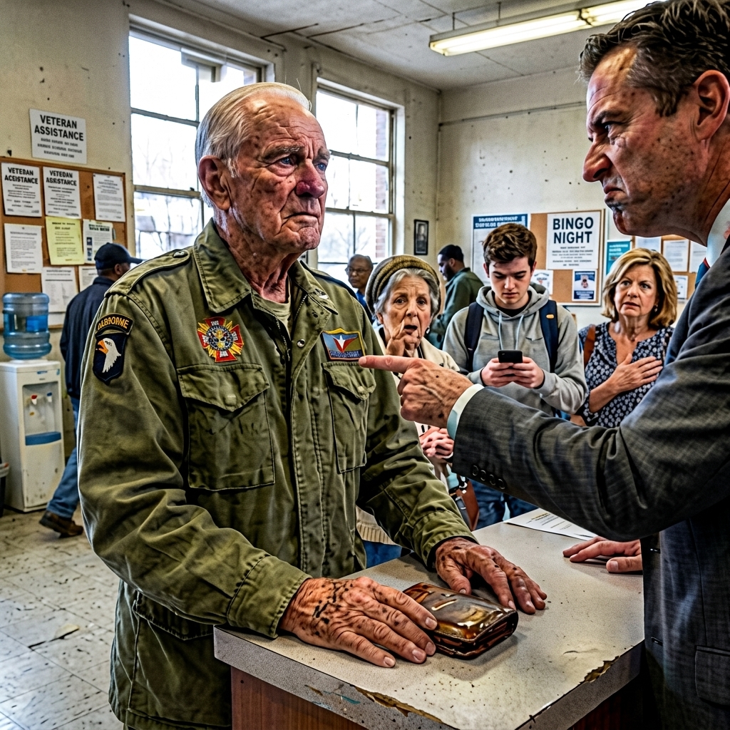 WHOLE STORY:  I stood at the counter in my OLD OLIVE jacket as the bank manager held my military ID up to the light like it was a counterfeit bill. He called it “antiquated” and said my whole presentation was a “SECURITY CONCERN.”