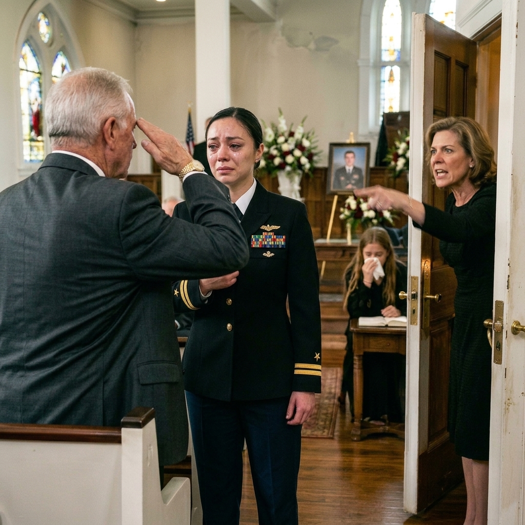 WHOLE STORY: I CAME to my father’s memorial in the uniform he asked me to wear. My mother blocked the church doors and whispered, “Take it off — your father’s name doesn’t belong on a daughter who abandoned him.”