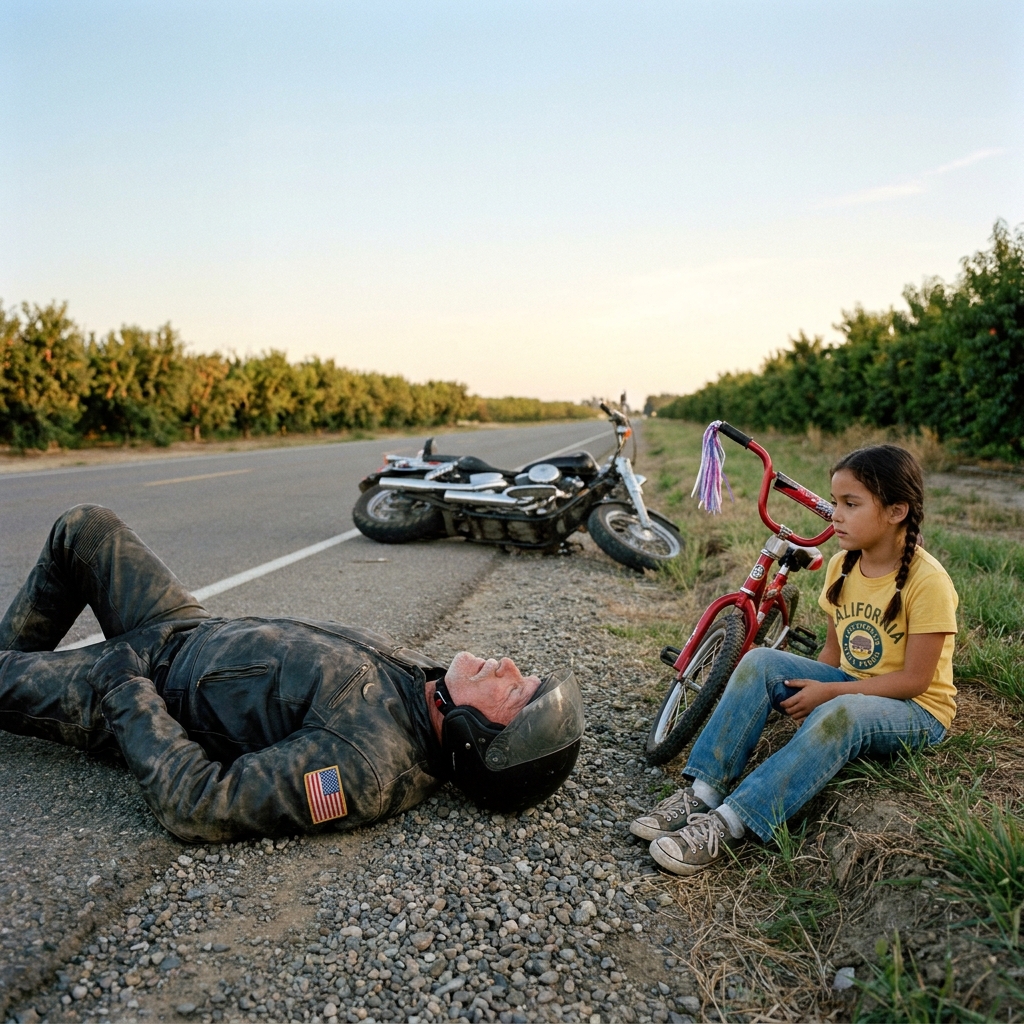 In Rural California, a Biker Lay Broken and Unseen—Until a 7-Year-Old Girl Stopped. BUT WHAT HAPPENED NEXT SHOCKED EVERYONE!