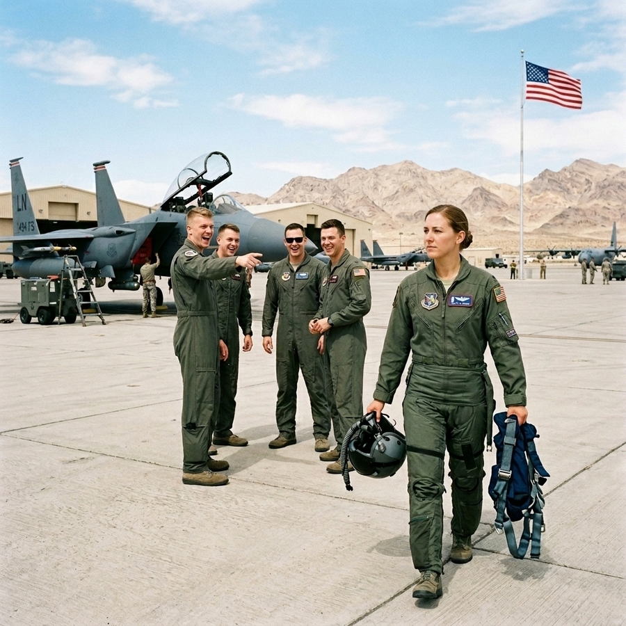 He Mocked Her as “Just a Mechanic” — Then She Unzipped Her Coveralls, Stepped Into The F-15 Cockpit and the Entire Base Went Silent