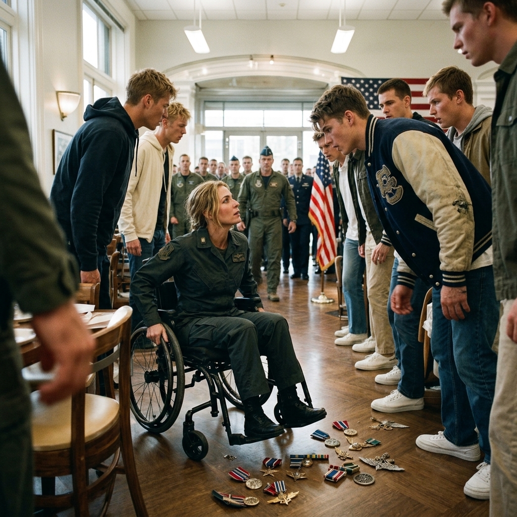 WHOLE STORY: NOTHING could have prepared me for the flag hitting the floor before the soda did. I was just a woman in a wheelchair, eating a cheeseburger at Liberty Grill, trying to disappear.
