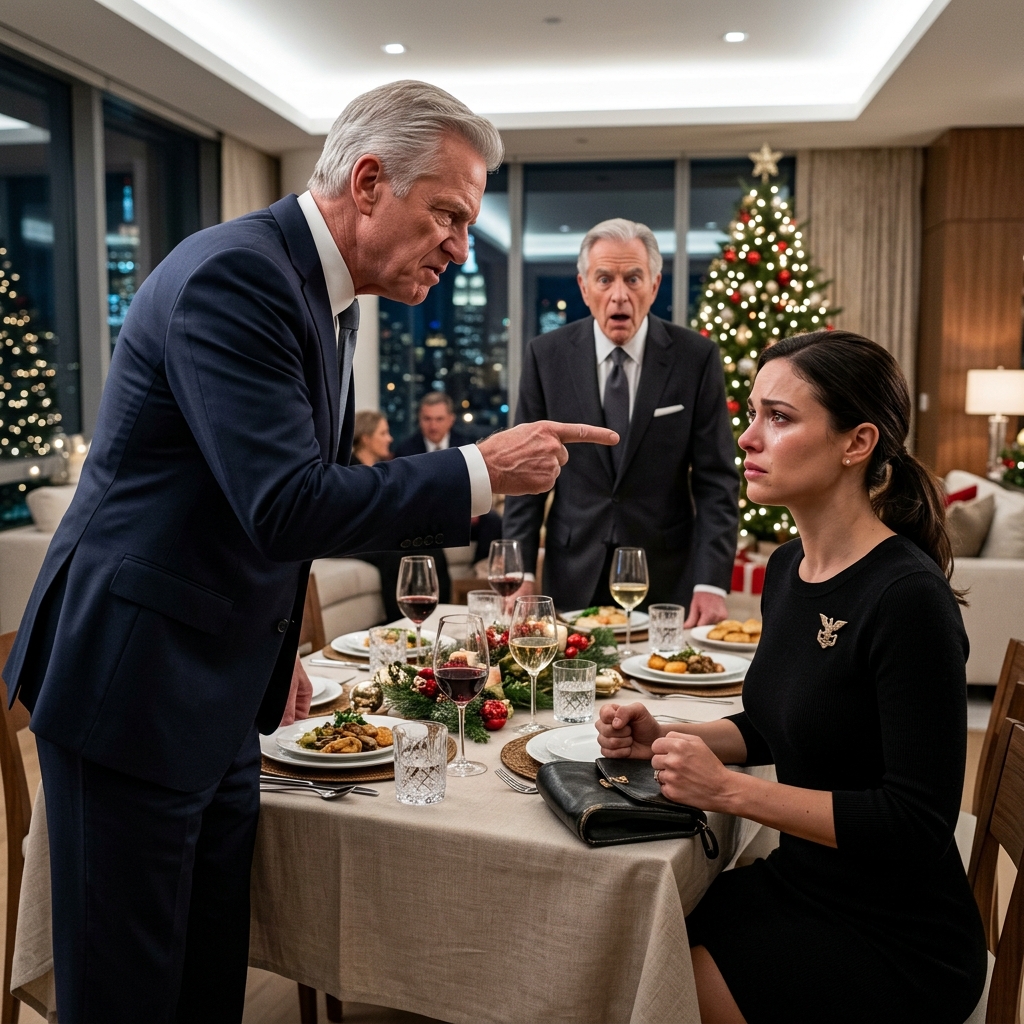 AT THE CORPORATE CHRISTMAS DINNER, MY DAD MOCKED MY CHEAP DRESS — UNTIL A WALL STREET TITAN RECOGNIZED MY NAVY PIN — WHAT HAPPENED NEXT?