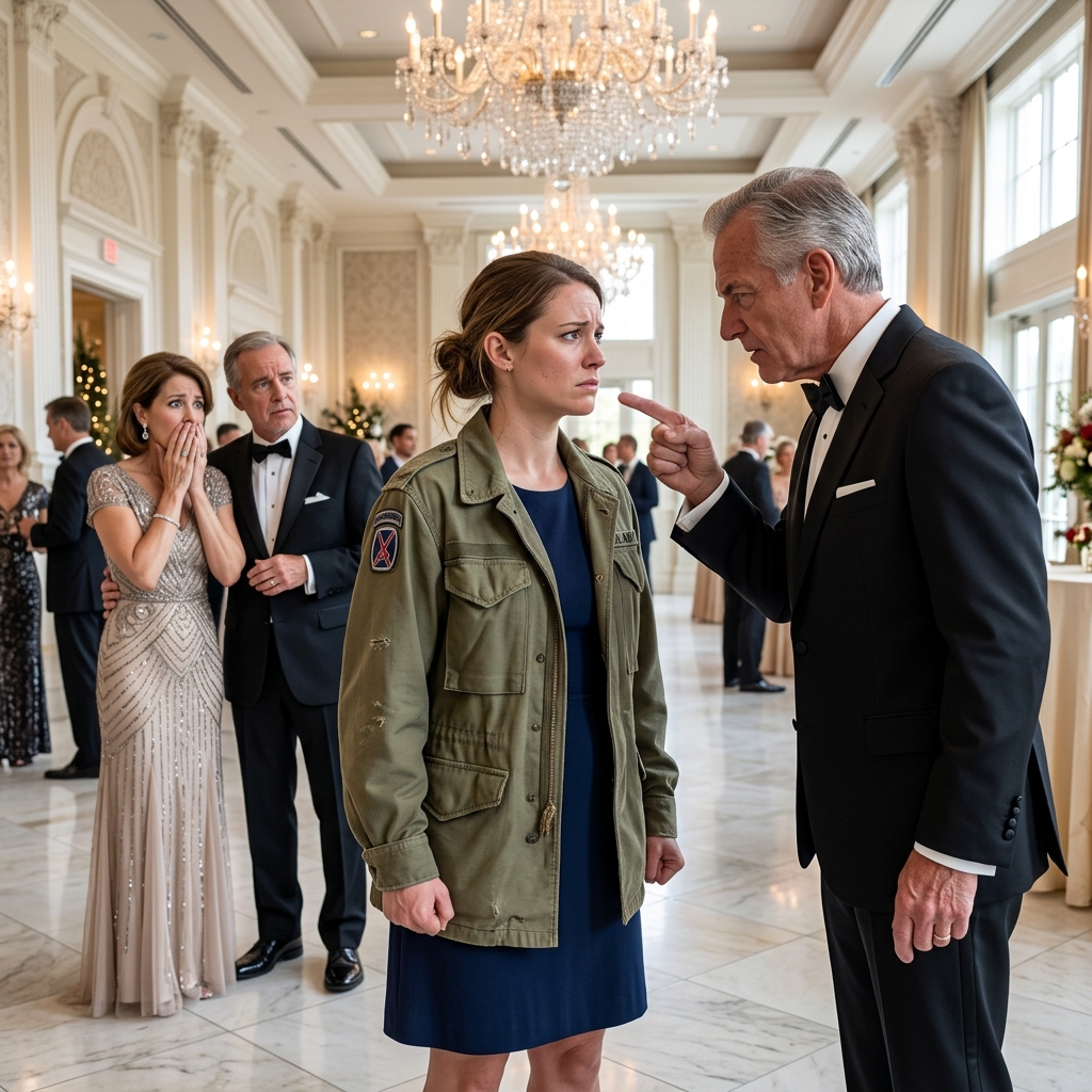 MY DAD MOCKED MY SCAR AND FADED ARMY JACKET AT HIS LUXURY GALA, CALLING ME A HOMELESS MECHANIC IN FRONT OF 200 ELITE GUESTS — UNTIL THE BILLIONAIRE CEO HE WAS DESPERATELY TRYING TO IMPRESS REVEALED MY TRUE IDENTITY. WHAT HAPPENED NEXT?