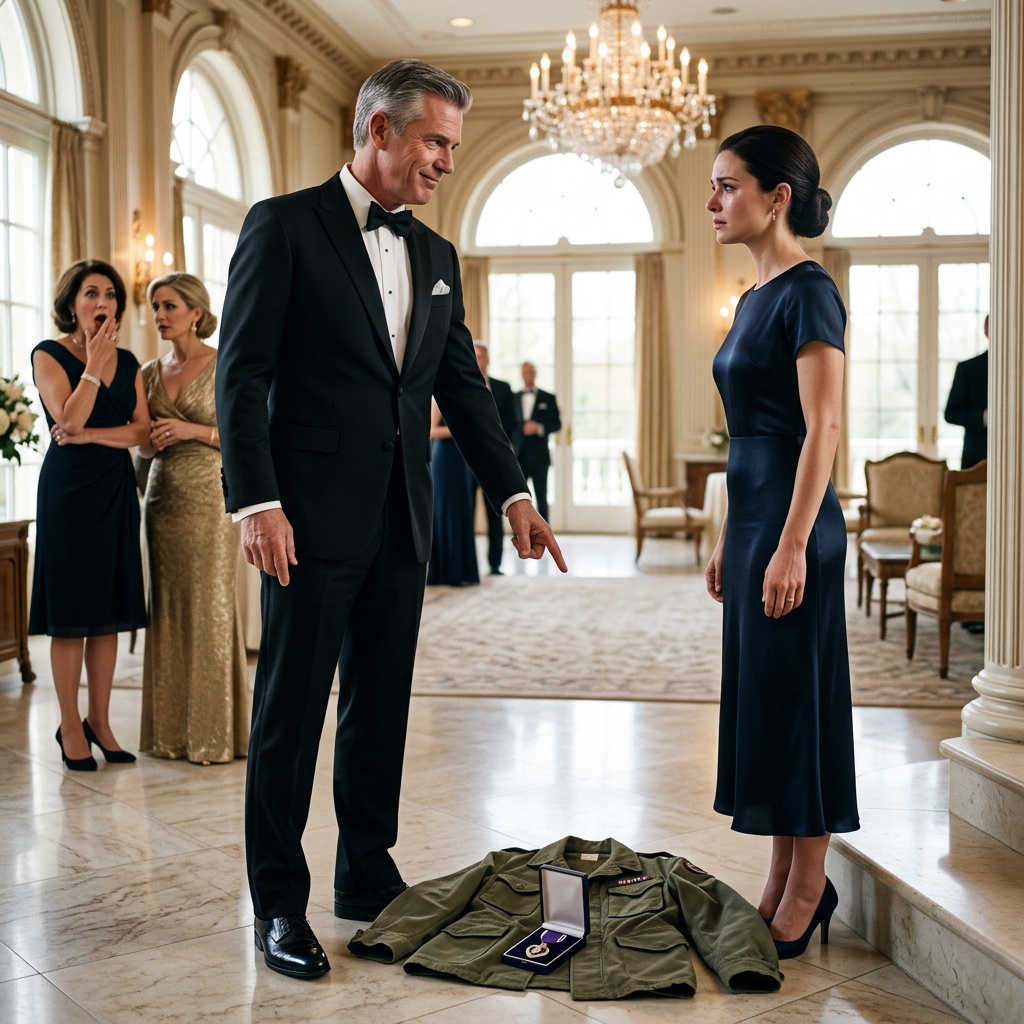 MY BILLIONAIRE FIANCÉ HANDED ME A BROOM AT OUR DALLAS REHEARSAL DINNER AND TOLD THE CROWD I WAS JUST THE HIRED HELP — HE DIDN’T KNOW MY BATTERED JACKET HELD A SILVER STAR. WILL HIS ELITE GUESTS REALIZE WHO I REALLY AM?