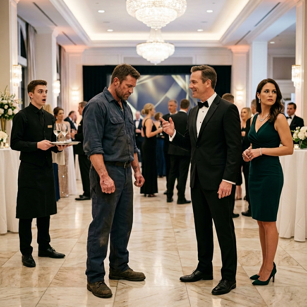 THE ARROGANT CFO LAUGHED AND TOLD SECURITY TO THROW THE “GREASY BOAT MECHANIC” OUT OF THE SAVANNAH CHARITY GALA. HE HAD NO IDEA HE WAS HUMILIATING THE FORMER NAVY SEAL WHO SECRETLY FUNDED HIS ENTIRE ORGANIZATION. WHAT HAPPENS NEXT?