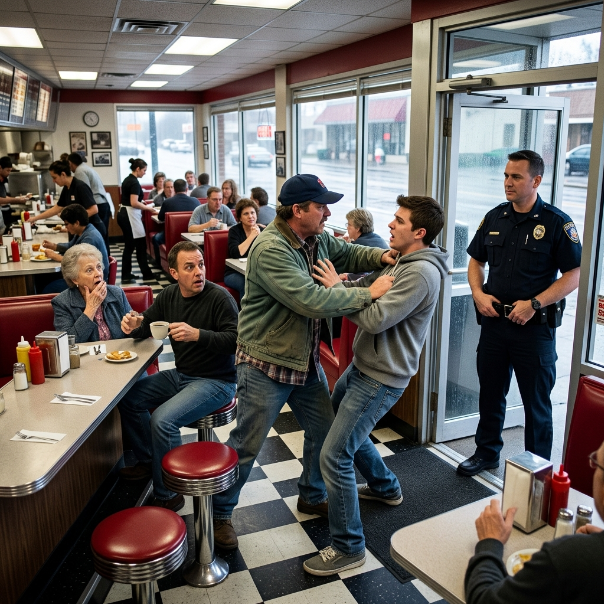 A privileged police chief’s son forcibly DRAGGED a peaceful, elderly Black man out of our favorite diner for NO REASON, while everyone watched in terrified silence. He expected submission, but achieved NOTHING. WOULD YOU HAVE STEPPED IN TO STOP THIS OUTRAGE?!