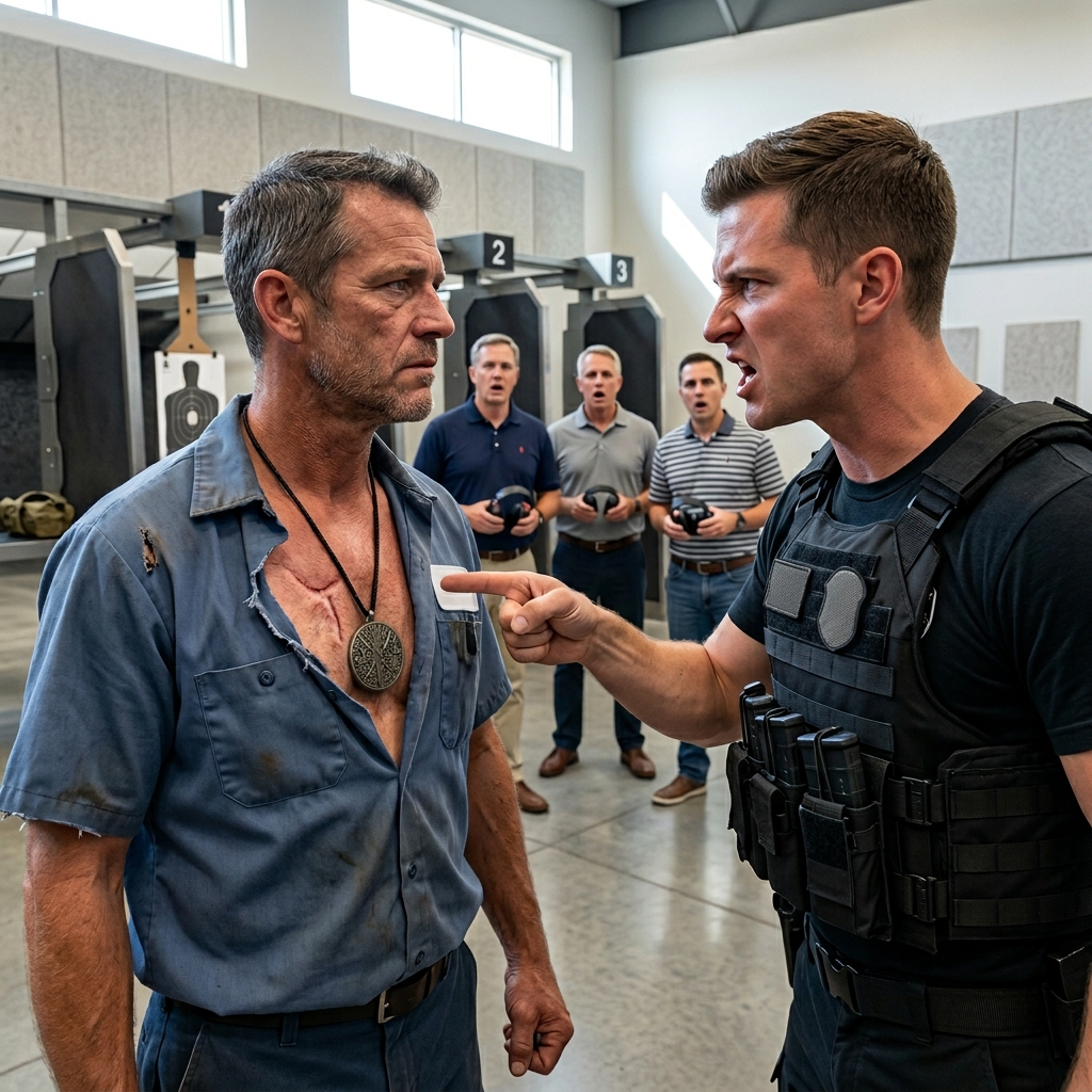 THE ARROGANT TACTICAL INSTRUCTOR HUMILIATED THE QUIET ARIZONA RANGE JANITOR IN FRONT OF WEALTHY VIP CLIENTS—UNTIL A TORN SHIRT REVEALED THE JAGGED COMBAT SCARS AND HEAVY METAL CHALLENGE COIN OF A TIER-ONE DELTA OPERATOR. WHO WILL WALK AWAY FROM THIS?