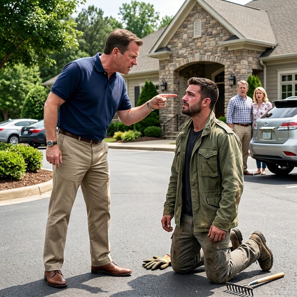 THIS ARROGANT HOA PRESIDENT HUMILIATED OUR QUIET NEIGHBORHOOD LANDSCAPER IN FRONT OF EVERYONE, ACCUSING HIM OF BEING UNEDUCATED TRASH—UNTIL A FALLING WALLET REVEALED A HIDDEN METAL OBJECT THAT DRAINED THE COLOR FROM THE BULLY’S FACE. WHAT HAPPENED NEXT WILL LEAVE YOU CHEERING.