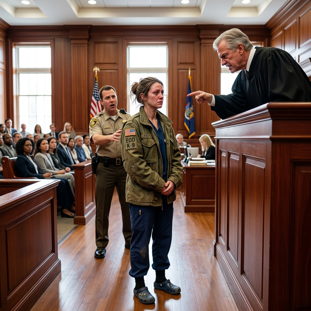 THE ARROGANT JUDGE DEMANDED THE EXHAUSTED TRAUMA NURSE STRIP OFF HER FILTHY, BLOOD-STAINED TACTICAL JACKET IN THE MIDDLE OF HIS SAN DIEGO COURTROOM, MOCKING HER COMBAT PATCH — UNTIL A FOUR-STAR NAVY ADMIRAL KICKED THE DOORS OPEN. WHAT HAPPENED NEXT?