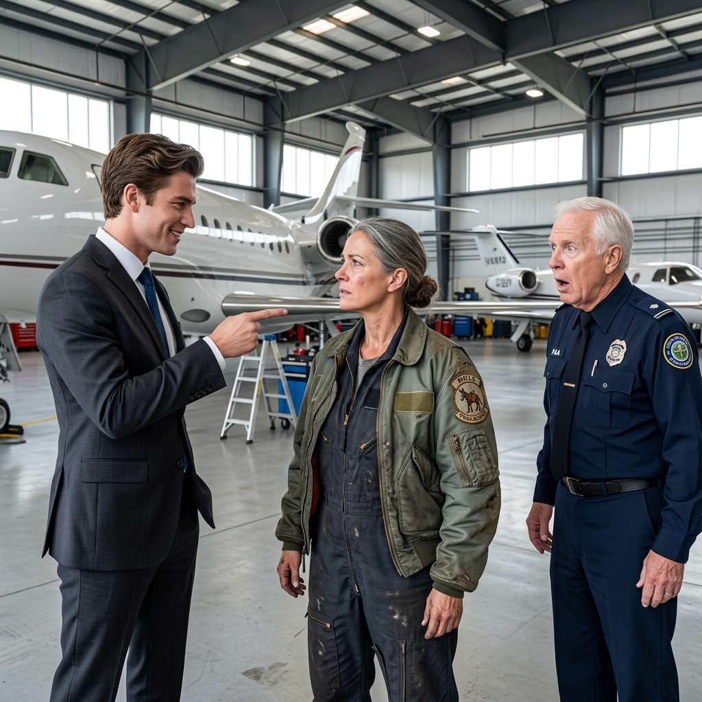 THE MILLIONAIRE CORPORATE PILOT HUMILIATED THE NIGHT SHIFT MECHANIC IN FRONT OF EVERYONE — UNTIL THE SENIOR FAA INSPECTOR SAW THE FADED COMBAT PATCH ON HER FLIGHT JACKET — WHO WAS THIS WOMAN REALLY AND WHAT DID SHE DO?