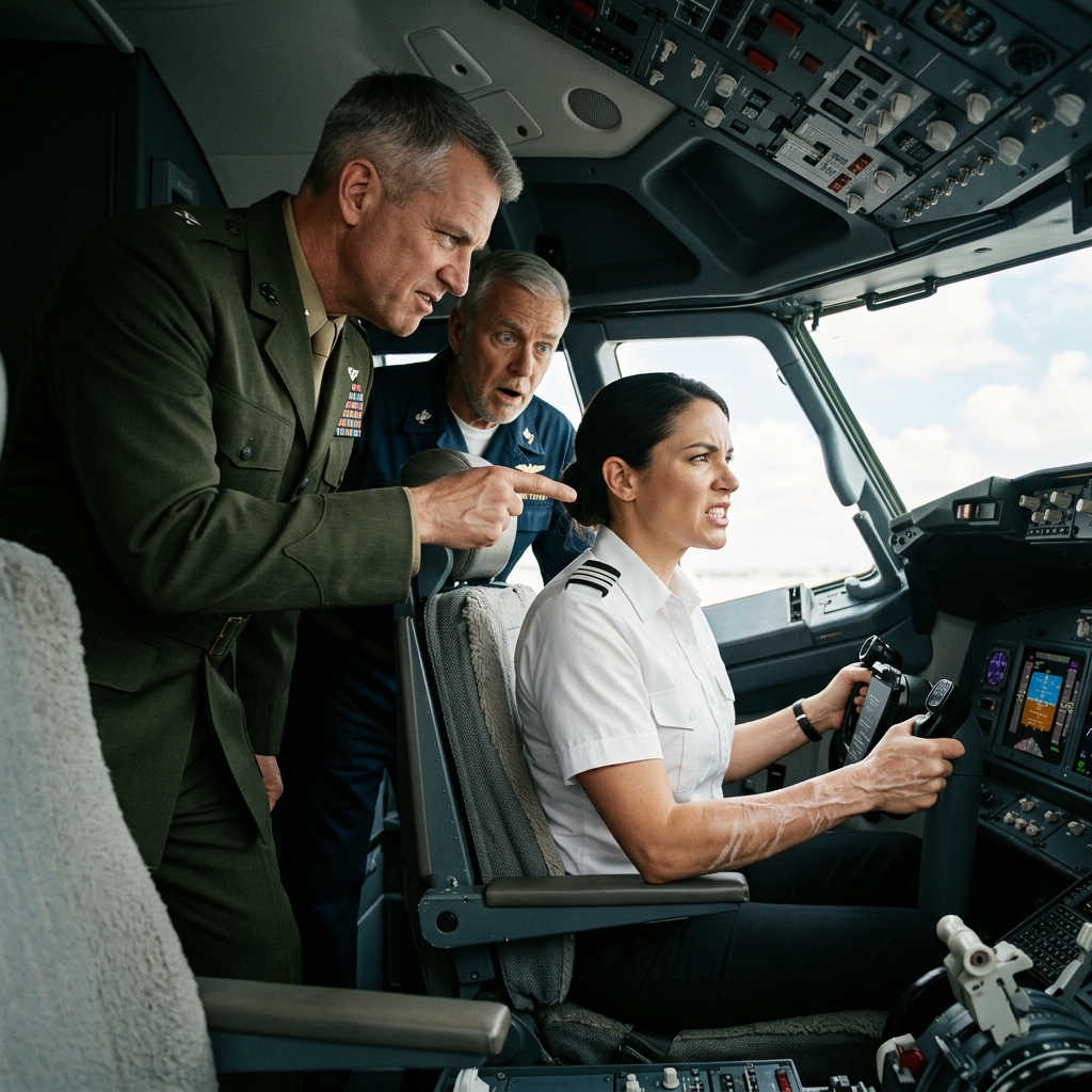 A DECORATED COLONEL DEMANDED I VACATE THE CO-PILOT SEAT DURING A MID-AIR CRISIS, MOCKING MY CIVILIAN UNIFORM IN FRONT OF A PANICKING CREW — UNTIL MY SLEEVE SLIPPED TO REVEAL THE SCARS THAT PROVED I WAS NO ORDINARY PILOT. WILL THEY SURVIVE?