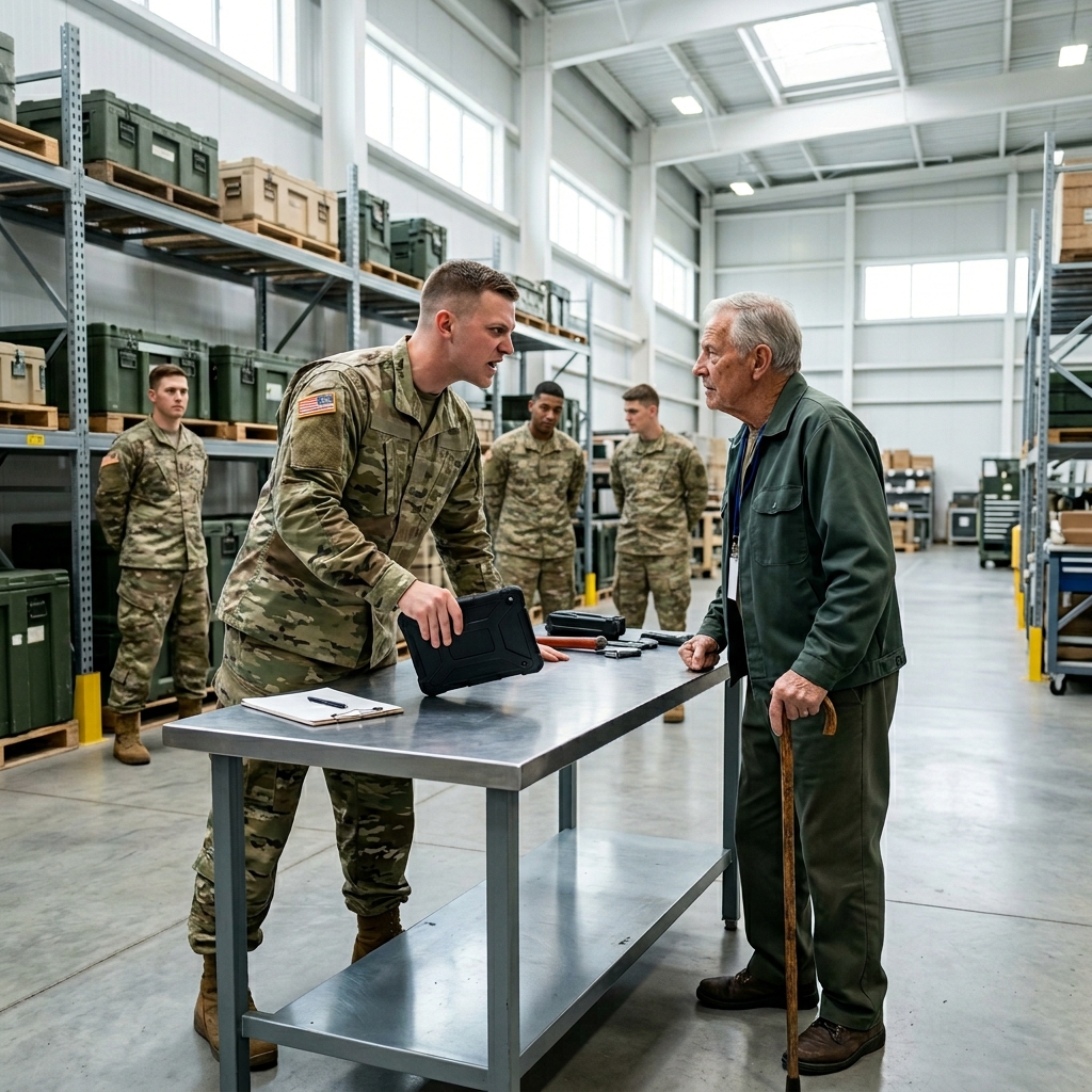 THE ARROGANT ARMORY SERGEANT LAUGHED WHEN A 79-YEAR-OLD JANITOR TOUCHED THE $47,000 COMBAT DIAGNOSTIC SYSTEM. HE THOUGHT THE OLD MAN WAS JUST SENILE—UNTIL THE CUSTODIAN MARKED SEVEN FAULTY RIFLES WITH A GREASE PENCIL. WHAT HAPPENED WHEN THEY TEST-FIRED THEM?