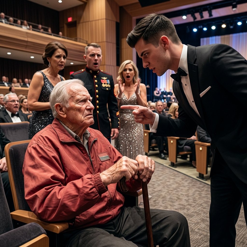 AN ARROGANT VIP PLANNER PUBLICLY HUMILIATED A QUIET OLD MAN FOR WEARING CHEAP CLOTHES TO A LUXURY HEROES BANQUET. HE NEVER EXPECTED THE HIGHEST-RANKING COMMANDER IN THE ROOM TO SALUTE THE MUD-STAINED NYLON. WILL THE BULLY LOSE EVERYTHING TONIGHT?