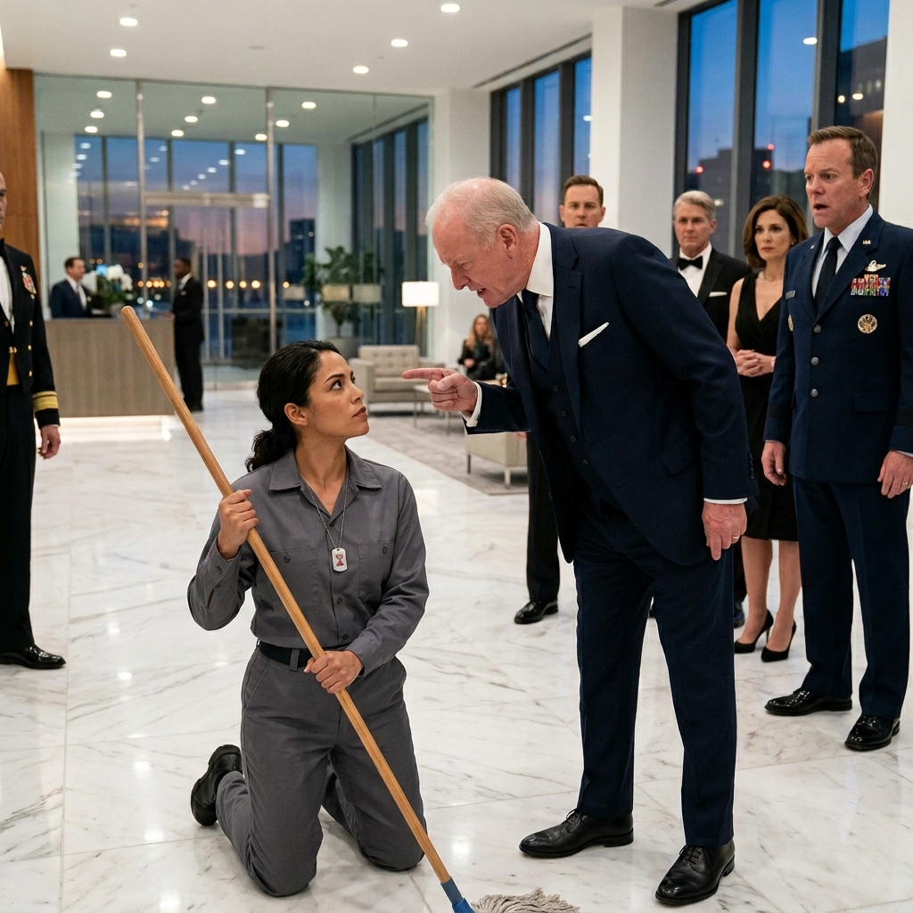 A BILLIONAIRE EX-ADMIRAL CRUELLY MOCKED A LOW-INCOME CLEANING WOMAN FOR STOLEN VALOR — UNTIL A FOUR-STAR GENERAL SAW HER FACE AND STOPPED THE ENTIRE PARTY. WILL SHE GET JUSTICE?
