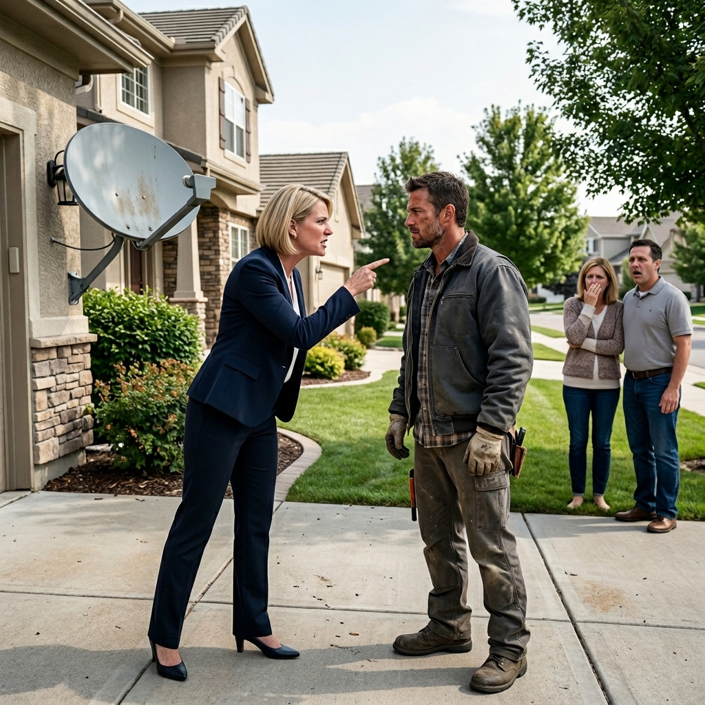 HOA PRESIDENT REPORTS NEIGHBORHOOD HANDYMAN TO THE FEDS OVER A SATELLITE DISH — BUT DOESN’T REALIZE SHE JUST SUMMONED THE DEPARTMENT OF DEFENSE TO HER OWN FRONT DOOR — WHO WILL END UP GOING TO FEDERAL PRISON?