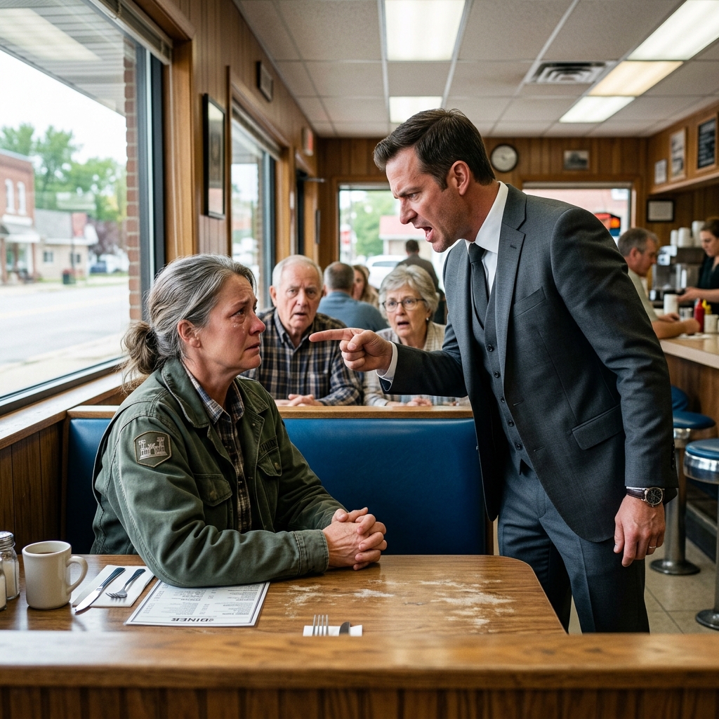 THE MILLIONAIRE MILL OWNER HUMILIATED A BROKE FEMALE FARMER IN THE LOCAL DINER FOR SCAVENGING HIS LUMBER TRASH — UNTIL HE REALIZED SHE WASN’T JUST A CRAZY LOCAL — WILL HER HIDDEN PAST DESTROY HIS CORPORATE EMPIRE?