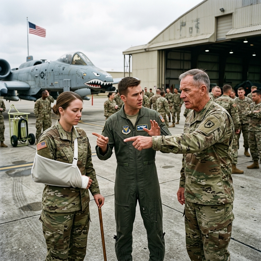 SHE WAS A MEDICALLY DISCHARGED A-10 PILOT WITH A SHATTERED LEG AND A CHEAP WOODEN CANE