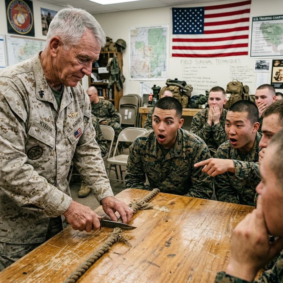 Instructor Mocked His WWII Ka-Bar — The Old Marine’s Demo Silenced the Whole Seminar