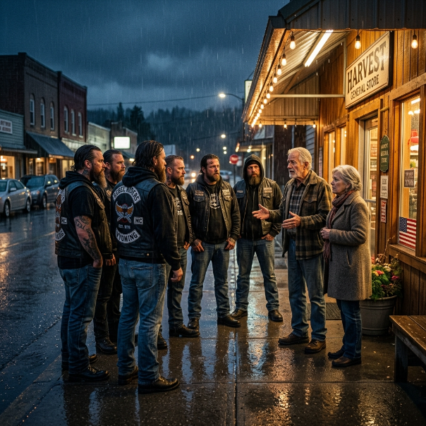 I WAS EXHAUSTED AND IRRITATED, READY TO CLOSE WHEN FOUR SOAKED BIKERS PLEADED FOR SHELTER. I LET THEM IN, BUT MY MIDNIGHT DISCOVERY ABOUT THE YOUNGEST RIDER LEFT ME COMPLETELY FROZEN WITH NO EXPLANATION. WHAT SHOCKING TRUTH WAS WAITING IN THE DARKNESS?!