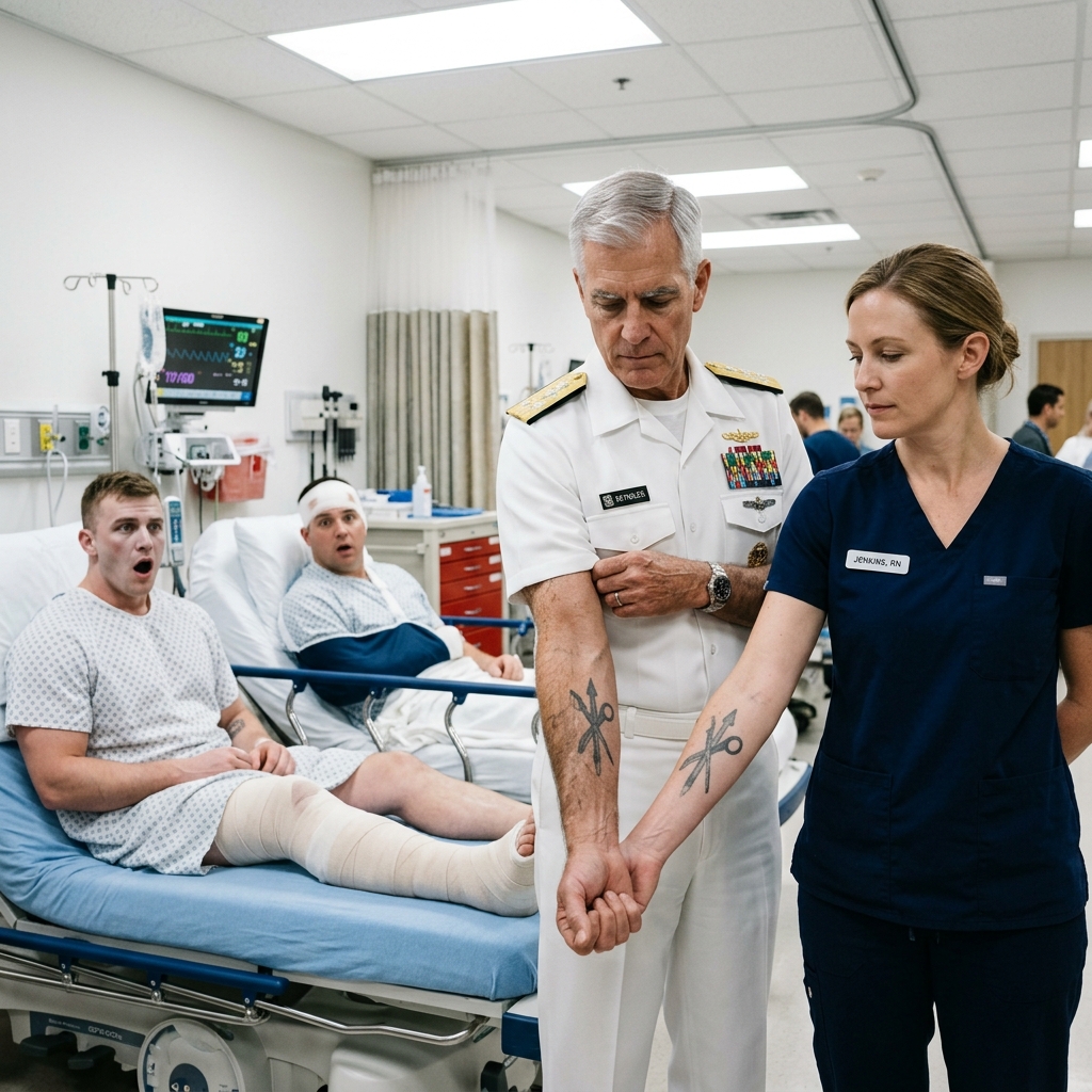 A DECORATED COMBAT VETERAN WAS PUBLICLY HUMILIATED BY THE VERY MEN SHE ONCE BLED TO SAVE — WHEN THE ADMIRAL ROLLED UP HIS SLEEVE, THE WARD WENT SILENT