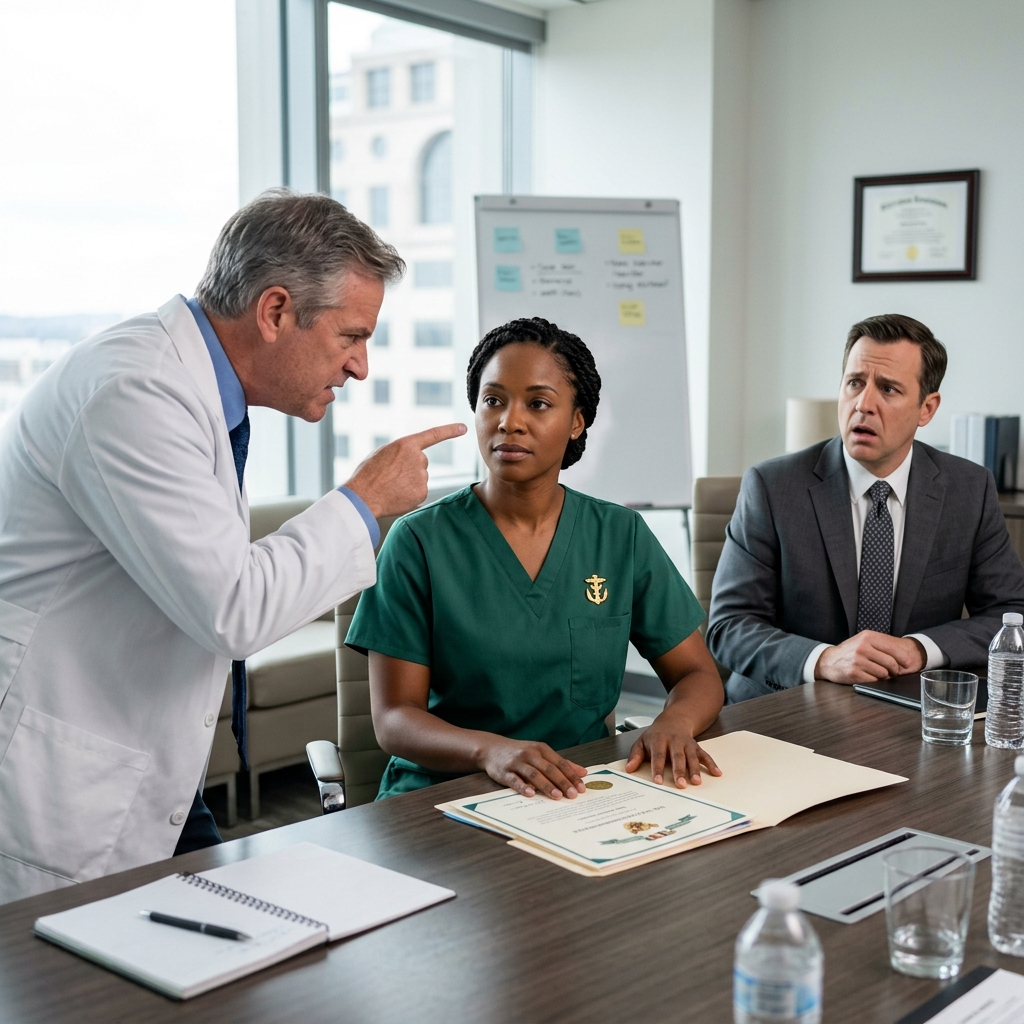 THE ARROGANT DOCTOR FILED A FALSE COMPLAINT TO DESTROY HER CAREER — HE DIDN’T KNOW THE STATE MEDICAL BOARD HAD BEEN BUILDING A FILE ON HIM FOR 14 MONTHS AND SHE WAS THE ONE WHO PUSHED IT FORWARD
