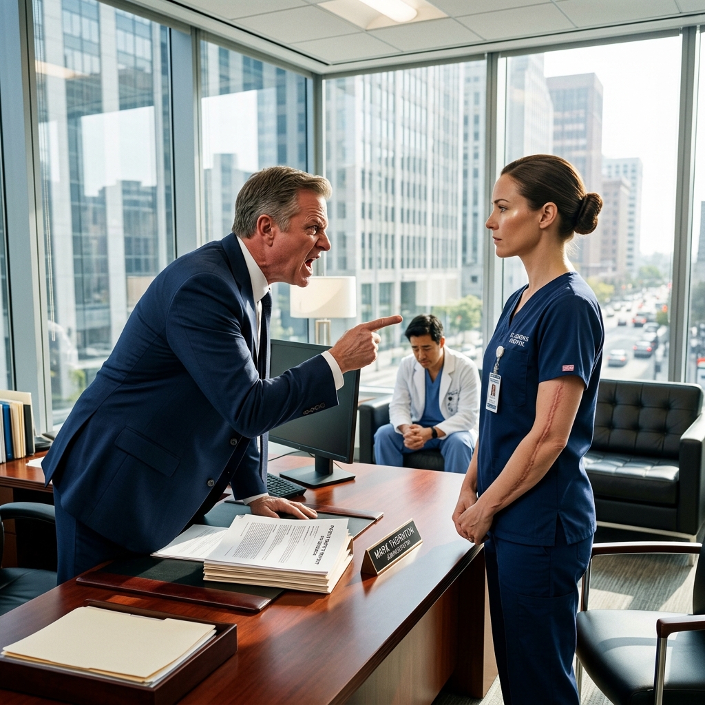An arrogant hospital administrator thought he could fire a scarred nurse to appease a wealthy VIP patient, but will his career survive the ultimate reckoning when her true identity drops?