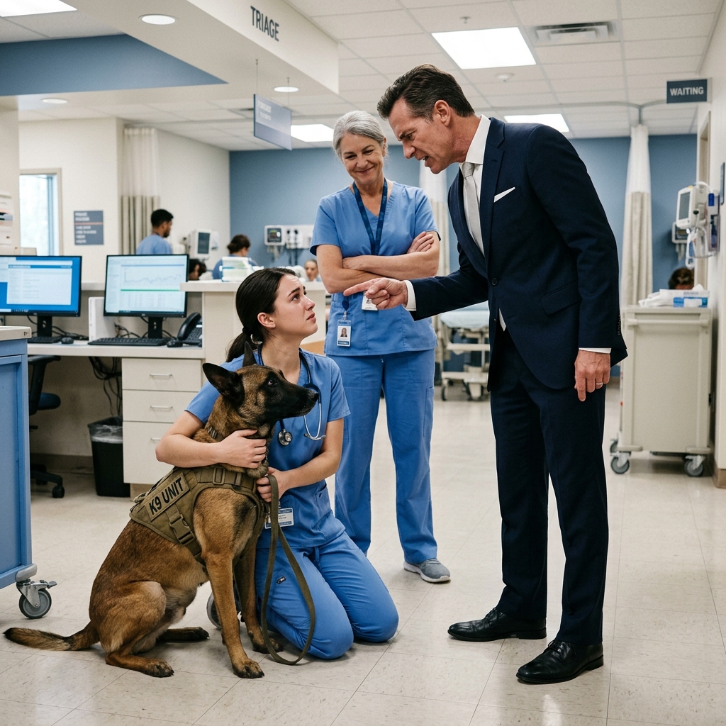 THE HEARTLESS HOSPITAL BOSS HUMILIATED AND FIRED A ROOKIE NURSE OVER A RESCUE DOG—UNTIL A COMMANDER WITH FEDERAL BADGES BLOCKED THE EXITS. WILL SHE GET HER REVENGE?