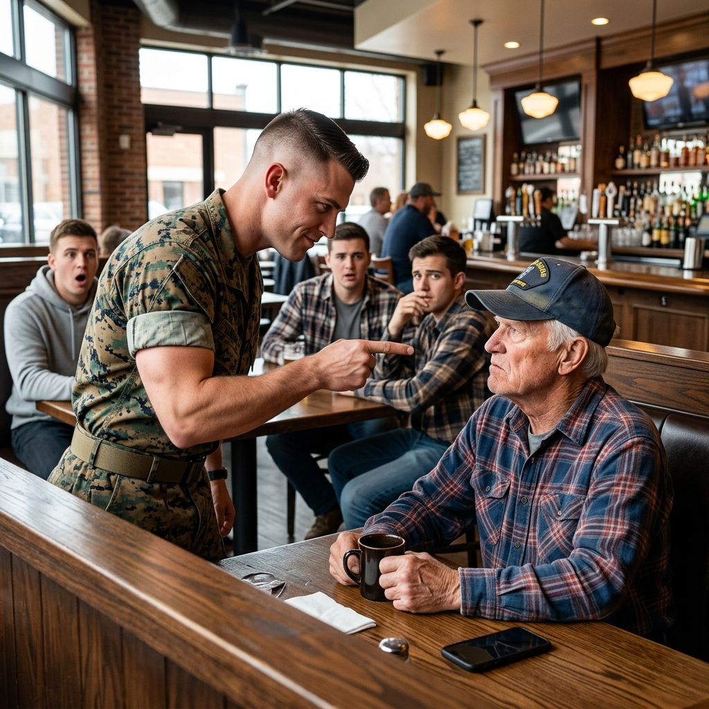 THIS HOTSHOT CAPTAIN RUTHLESSLY MOCKED AN OLD MAN JUST TRYING TO DRINK HIS COFFEE — HE HAD NO IDEA HE WAS MESSING WITH A LEGEND — WILL HE REGRET IT?