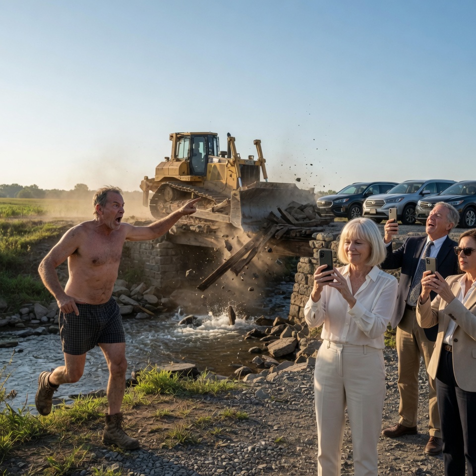 They bulldozed my family’s 80-year-old bridge at 6 a.m. while filming and laughing — what they didn’t know was I owned the only other road into their gated community