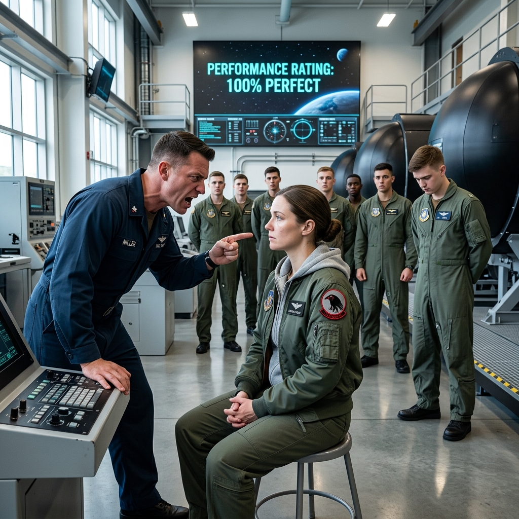 AN ARROGANT COMMANDER PUBLICLY HUMILIATED THE QUIET MAINTENANCE WORKER TO ENTERTAIN HIS RECRUITS — HE DIDN’T KNOW THE SIMULATION HE CALLED “UNBEATABLE” WAS BASED ON HER REAL-LIFE MISSION — WHAT HAPPENED NEXT DESTROYED HIM