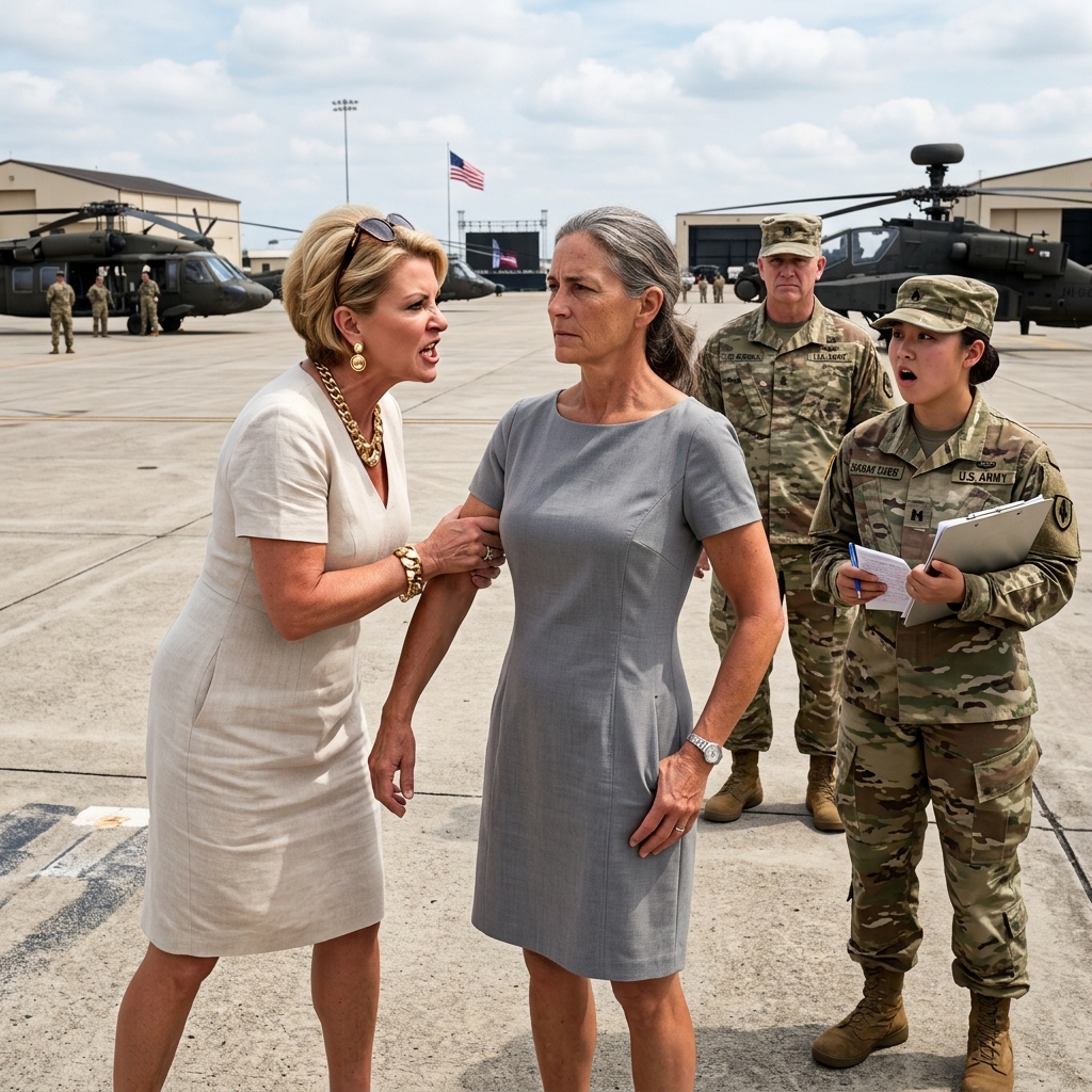 THE COLONEL’S WIFE GRABBED MY ARM IN FRONT OF TWO HUNDRED SOLDIERS TO KICK ME OFF THE FLIGHT LINE — SHE HAD NO IDEA WHAT WAS ZIPPED INSIDE MY GARMENT BAG — WHO WAS TRULY ABOUT TO TAKE COMMAND?