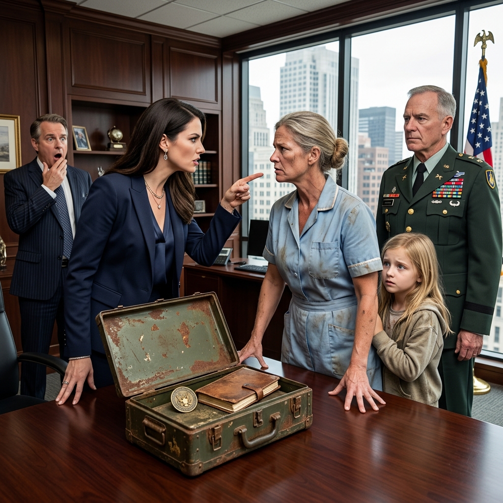 My 10-year-old daughter stood in that billionaire’s office holding a Medal of Honor, and his granddaughter called her a schemer to her face — but that’s when the general reached into his briefcase.