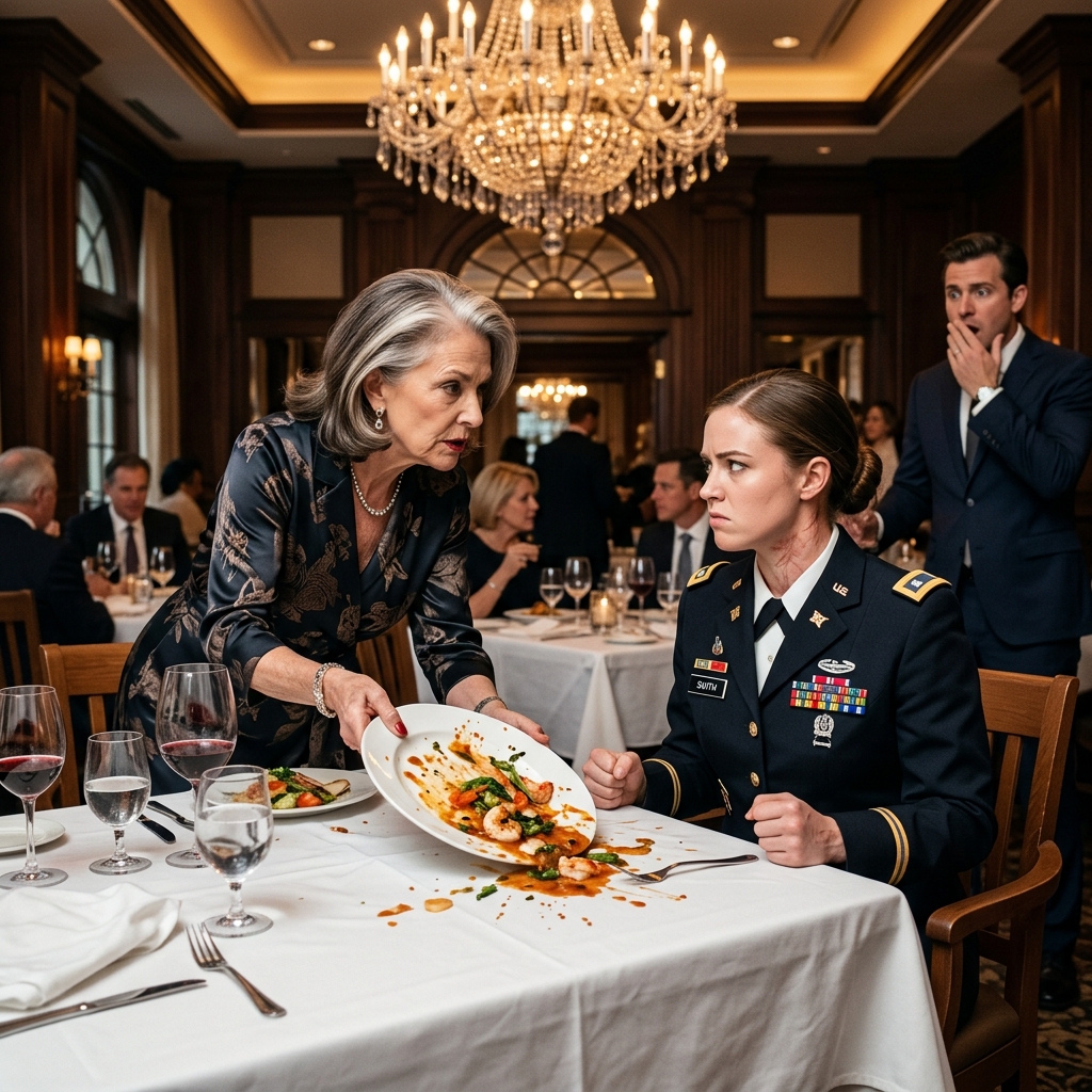 “Ugly! Eat less!” My mom threw my plate before 50 guests — until a Marine Sergeant dropped a blackened challenge coin.