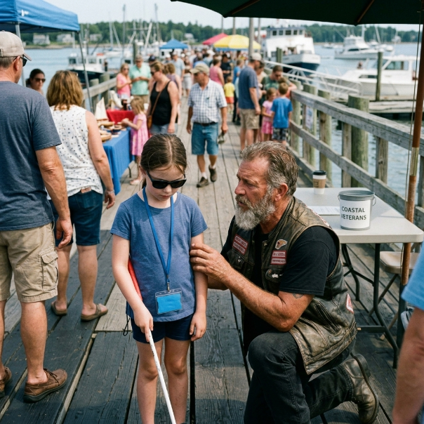 A CRUEL vendor MOCKED a blind girl after her cane trapped her in the boards, but then a group of OUTLAWS stepped in to prove everyone wrong. WILL KINDNESS FINALLY OVERPOWER THE CRUEL JUDGMENT OF THE CROWD?