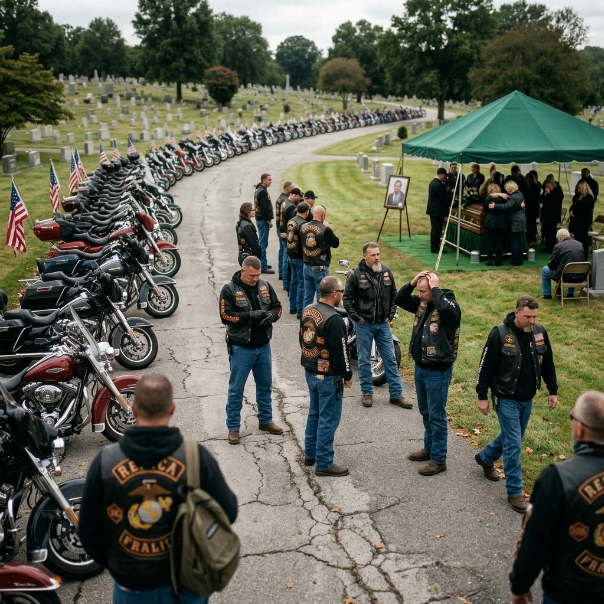 A HEARTBROKEN mother was BURYING her brave son, but CRUEL protesters arrived to scream HATE. They tried to DESTROY her last goodbye with bullhorns, but their vicious shouting achieved NOTHING against an UNEXPECTED wall of leather. WILL SHE FIND PEACE?!