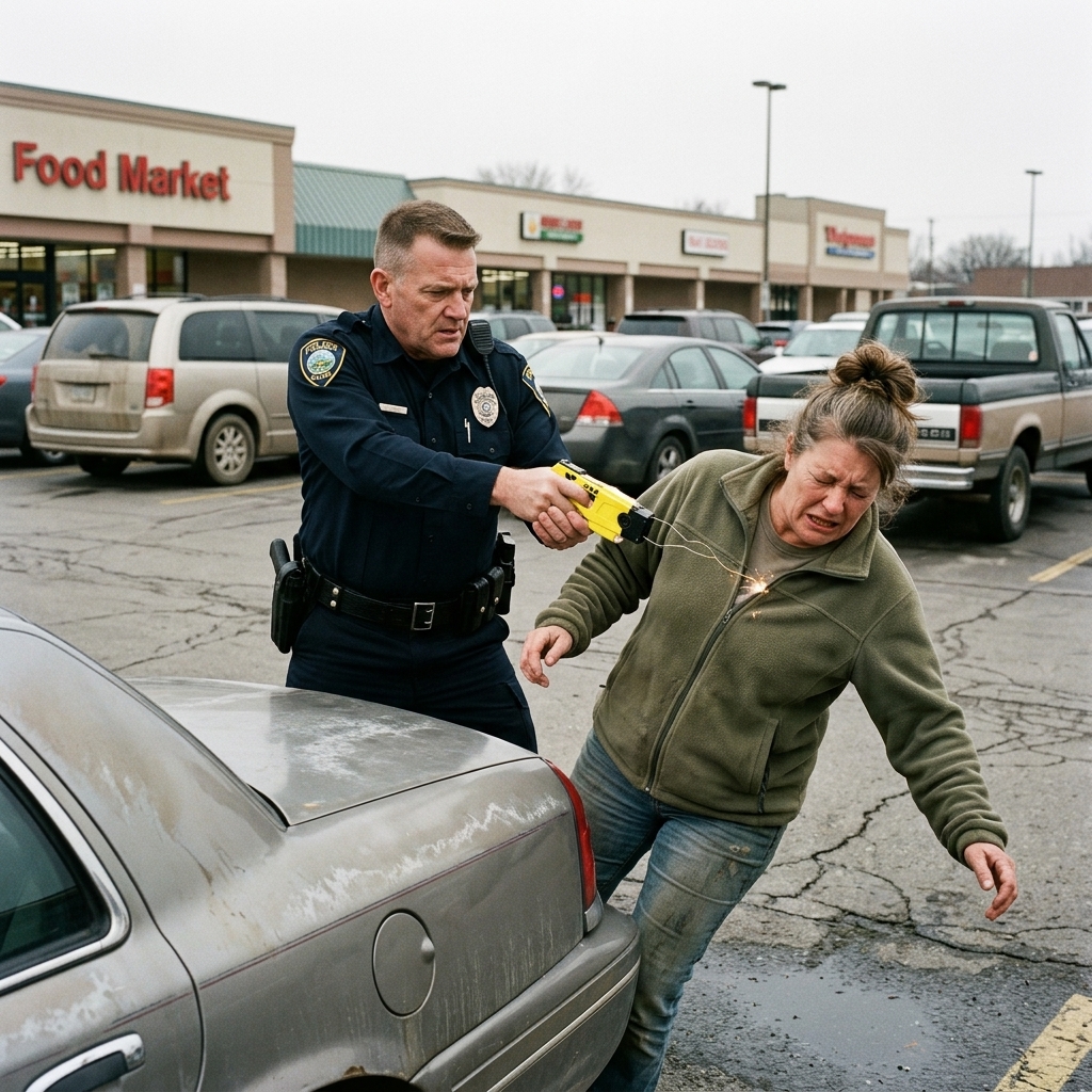 I WAS JUST PUSHING MY DAUGHTER’S CART — A COP IGNORED MY RECEIPTS, TASED ME IN FRONT OF HER WHILE SHE SCREAMED, AND NOW THE REAL QUESTION REMAINS: THE TRUTH NO ONE HAS TOLD YET?
