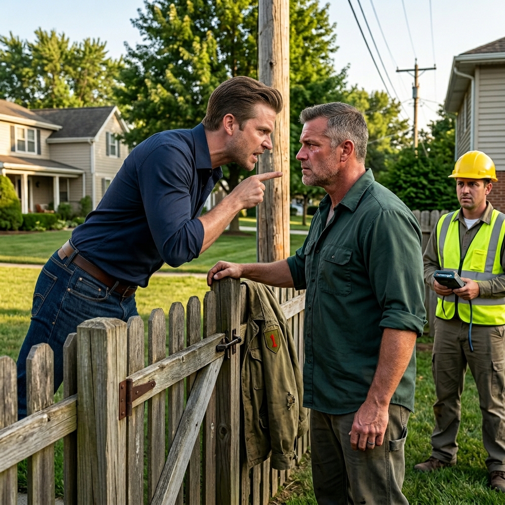 HE SPENT THOUSANDS ON A BACKYARD PARADISE BUT COULDN’T STAND THE SIGHT OF MY OLD UTILITY POLE. WHEN HE TRIED TO FORCE ITS REMOVAL, THE LAW BACKED THE INFRASTRUCTURE.