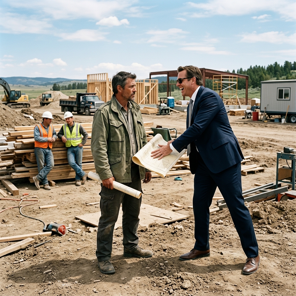 An entitled developer stole my land to build his dream home, mocking my minimum-wage handyman job in front of his crew—but he picked the wrong veteran to bully.