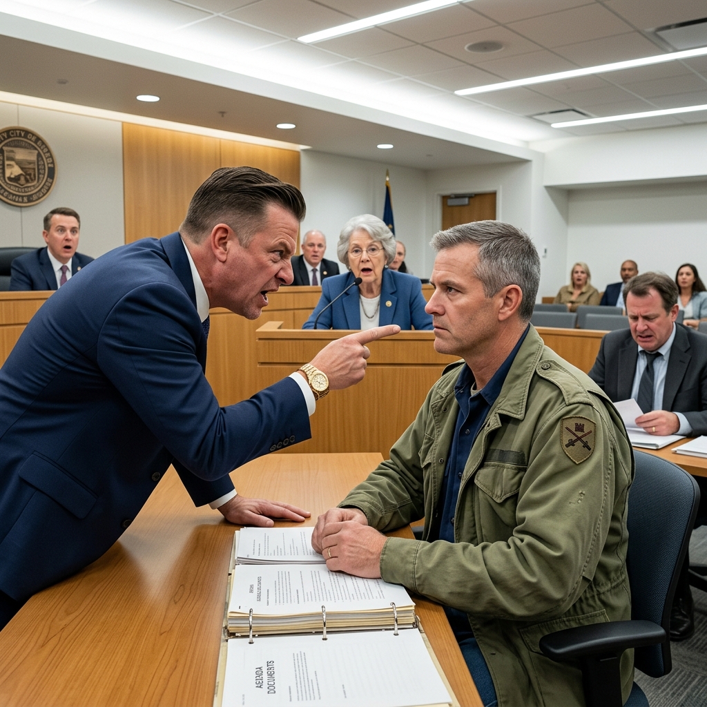 A RICH DEVELOPER BOUGHT EVERY HOUSE ON MY BLOCK EXCEPT MINE AND THEN TRIED TO HARASS A QUIET VETERAN OUT OF THE ONLY HOME HE EVER KNEW — THE REVERSAL AT THE CITY HEARING WAS SO SATISFYING THE ROOM WENT DEAD SILENT