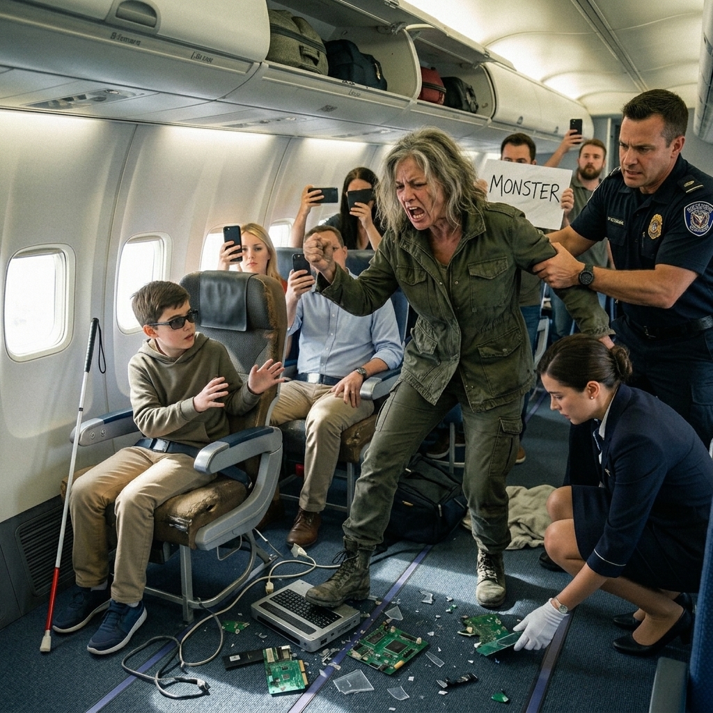 I THOUGHT FIRST CLASS WOULD PROTECT MY BLIND SON. BUT THE WOMAN ACROSS FROM HIM TOOK HIS BRAILLE READER AND SMASHED IT. THE CREW DID NOTHING—UNTIL IT WAS TOO LATE. WHAT SHE SAID NEXT SHATTERED EVERYONE… THE HIDDEN PART OF THE STORY NOBODY KNOWS?