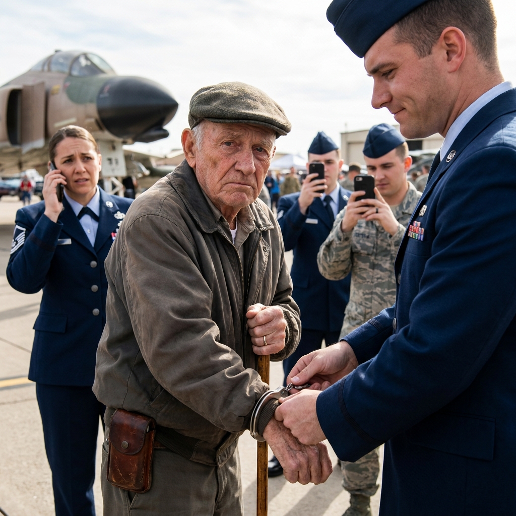 A young airman put me in handcuffs at the F-4 display. Then the wing commander stepped out of his car and saluted me while the steel was still locked on my wrist.