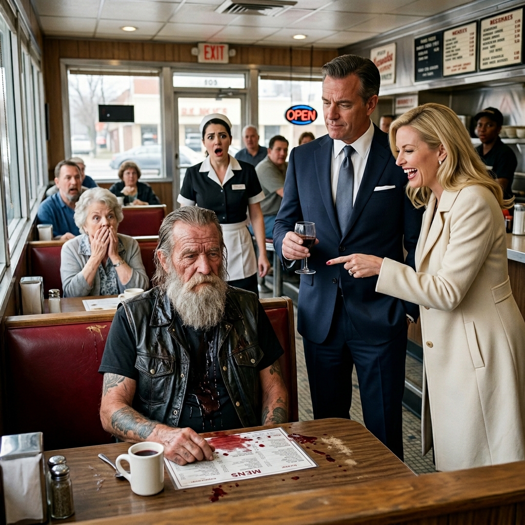 “Unaware He Was a Feared Hells Angels Boss, a Rich Couple Poured Wine on His Head — What Happened.. 