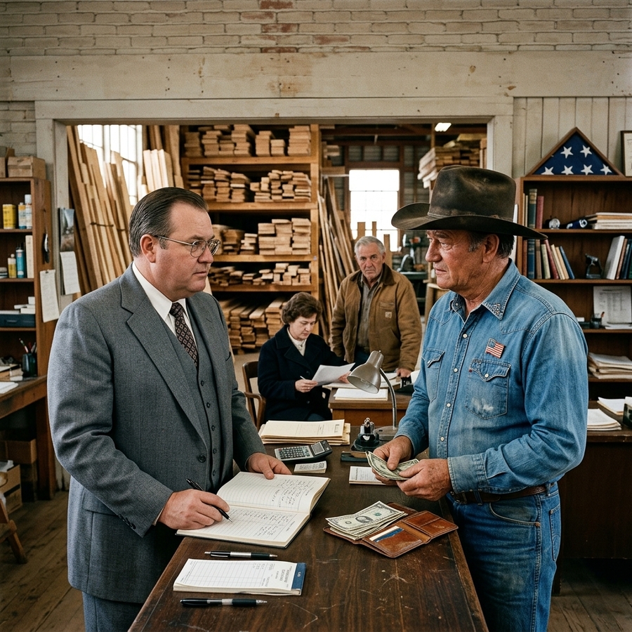 John Wayne Stopped for Eggs, Saved a Family’s Lumber Yard, and Vanished Without a Trace