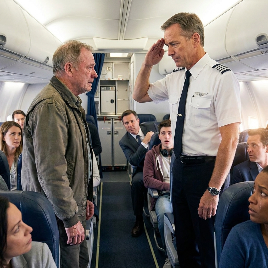 My war injury was ignored so a mother with two kids could have my aisle seat — until the cockpit door opened at 30,000 feet and the captain walked to row 32. Then he raised his right hand and said “Staff Sergeant Frank Delaney,” and every passenger in that cabin went silent.